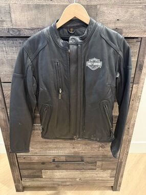 Harley-Davidson Women’s Black Leather Rider Jacket with Patch